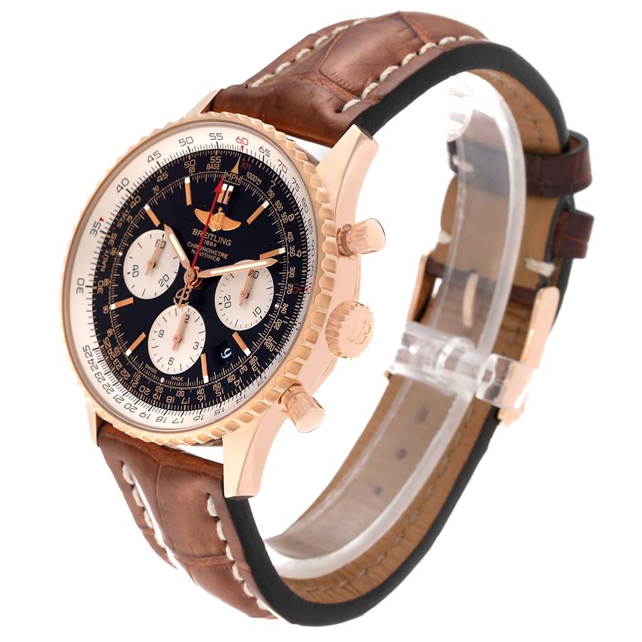 Breitling Navitimer 01 Rose Gold Black Dial Mens Watch RB0120