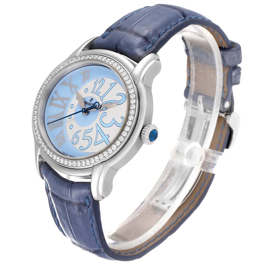 Audemars Piguet Millenary Blue Dial Steel Diamond Ladies Watch 77301ST