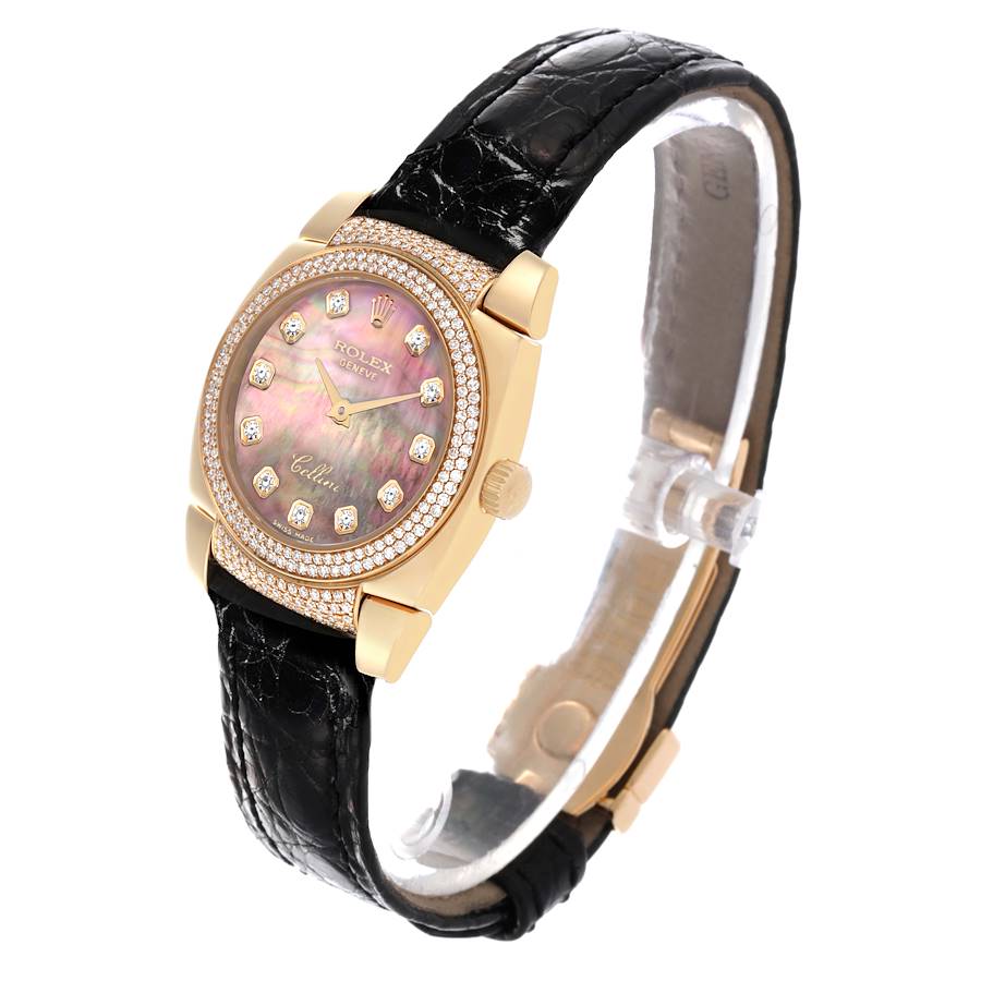 Rolex Cellini Cestello Yellow Gold MOP Diamond Ladies Watch 6311
