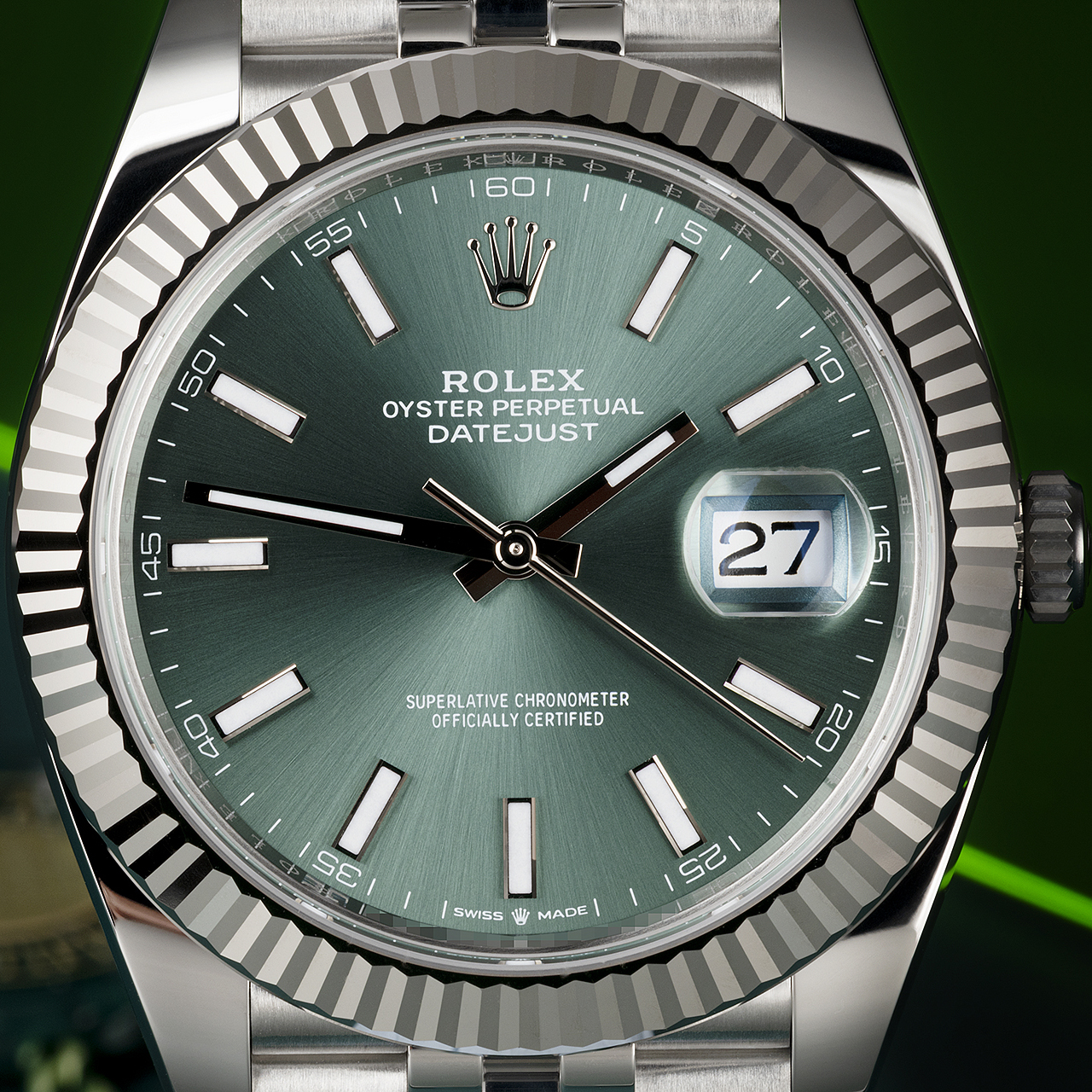 Rolex Datejust 41 Mint Green Dial Steel & White Gold m126334-0028