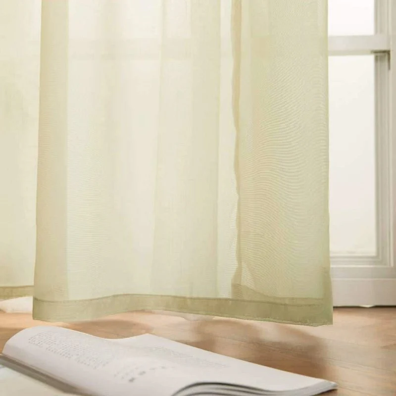 Solid Sheer Curtains Elegant Grommet Window Voile Panels Drapes Treatment 2 Panels