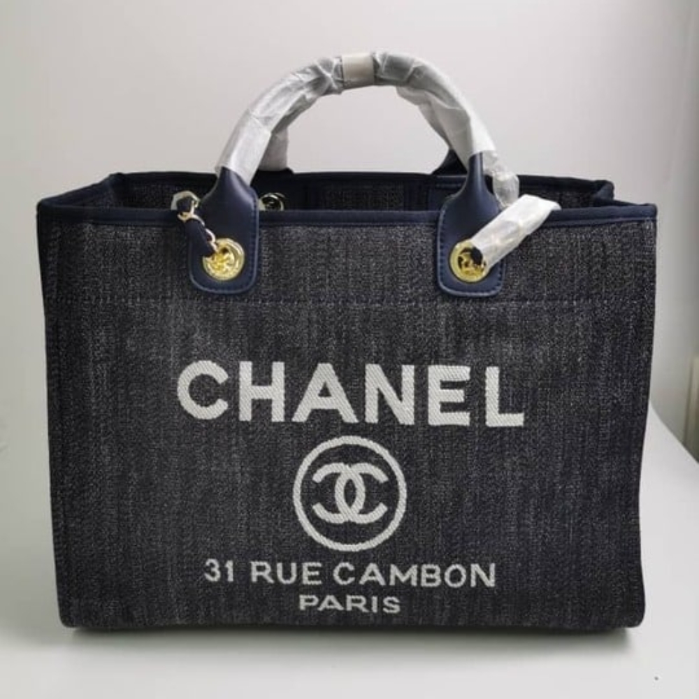 Chanel Medium Deauville Canvas Tote Blue 38Cm