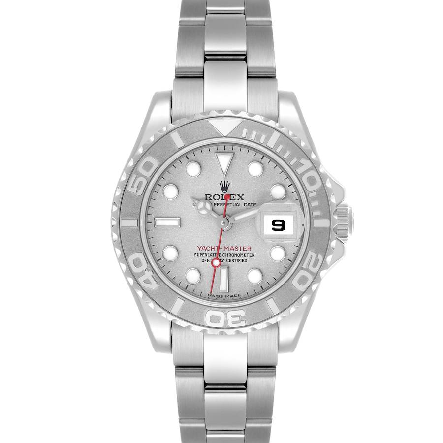 Rolex Yachtmaster 29 Steel Platinum Dial Bezel Ladies Watch 169622
