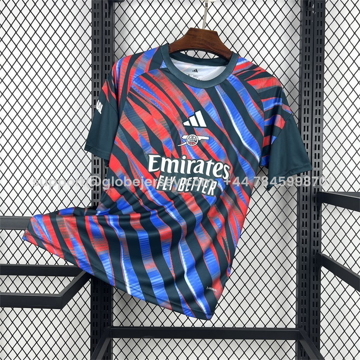 Arsenal 26-27 Red And Blue Twill Pre-Match Training Jersey - Fans Version