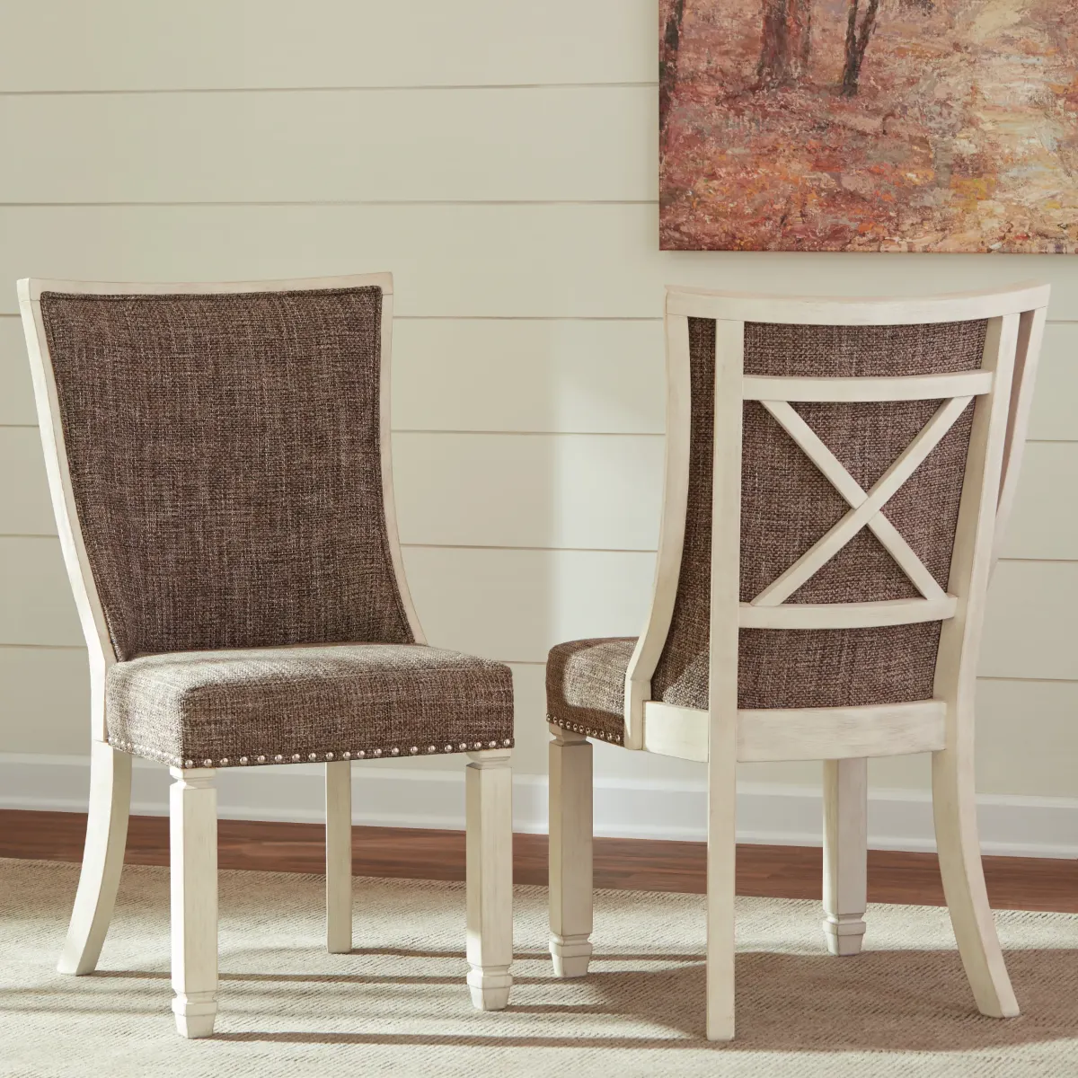 Set of 2 Vintage Wooden Accent Lounge Chairs