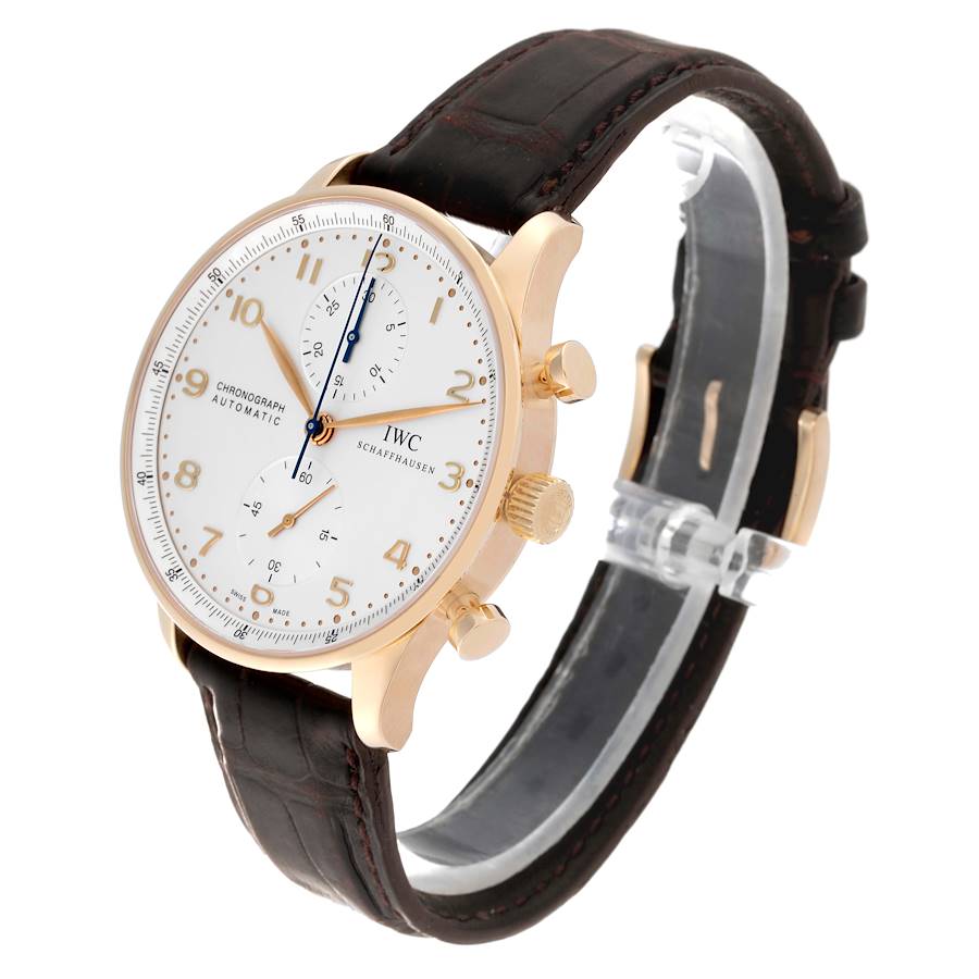 IWC Portuguese Chronograph Rose Gold Silver Dial Mens Watch IW371402