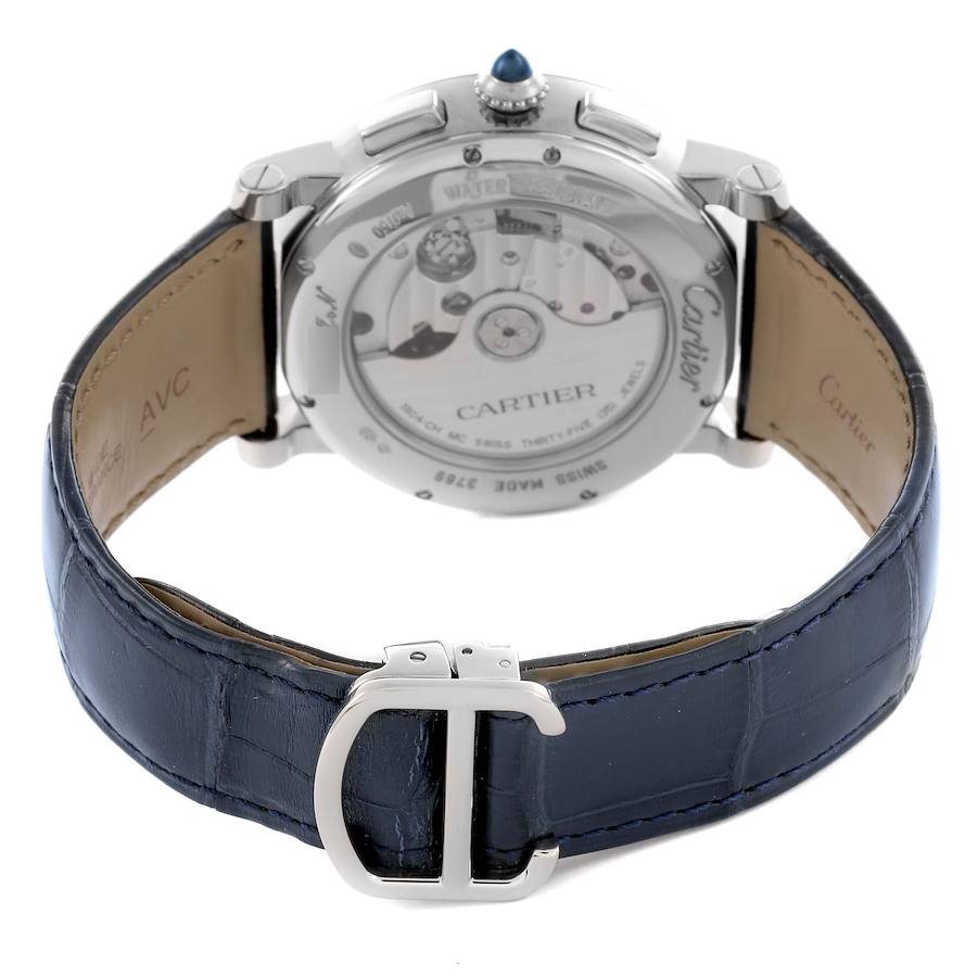 Cartier Rotonde Chronograph White Gold Blue Dial Mens Watch W1556239
