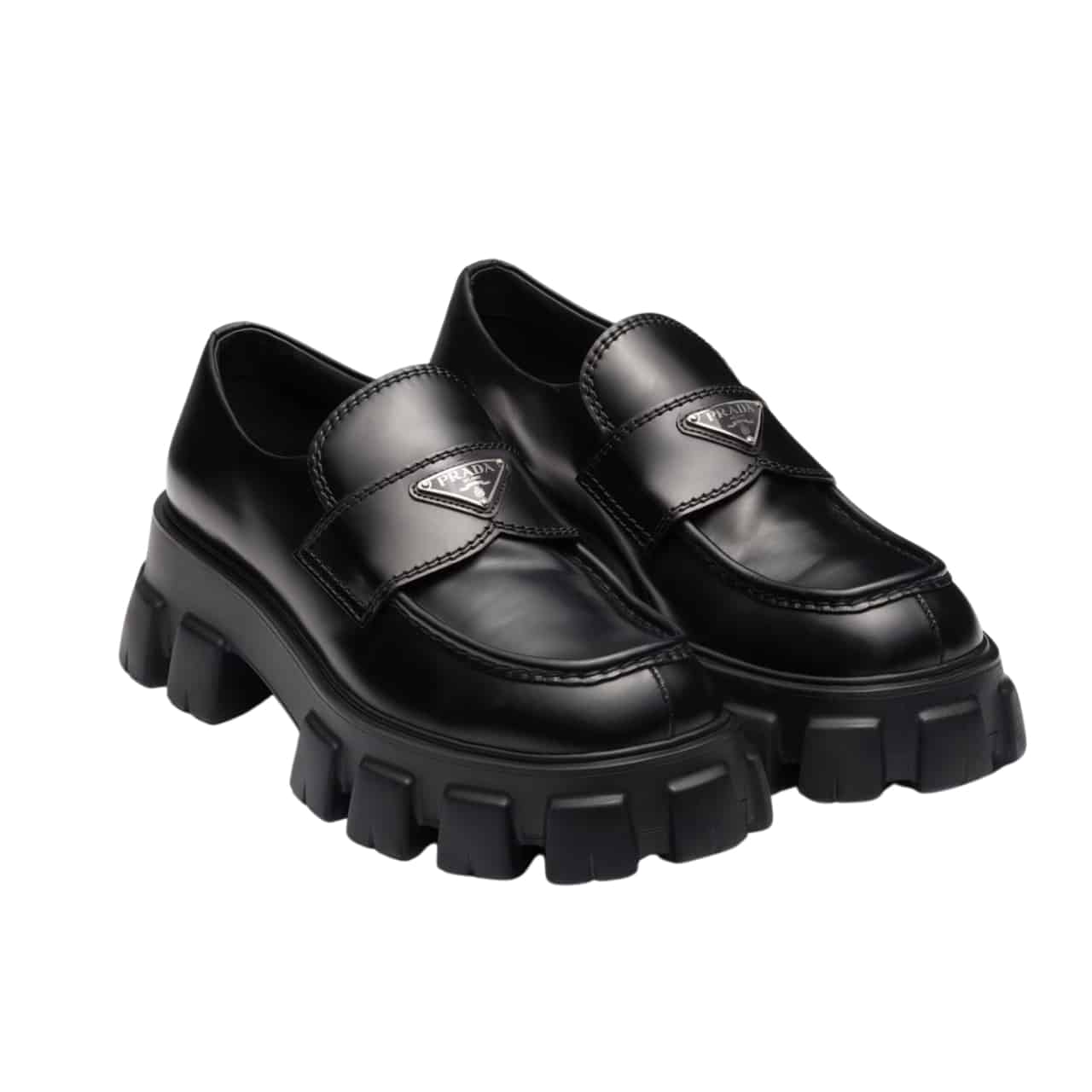 Prada Monolith Brushed Leather Loafers Black 2De129 B4L F0002