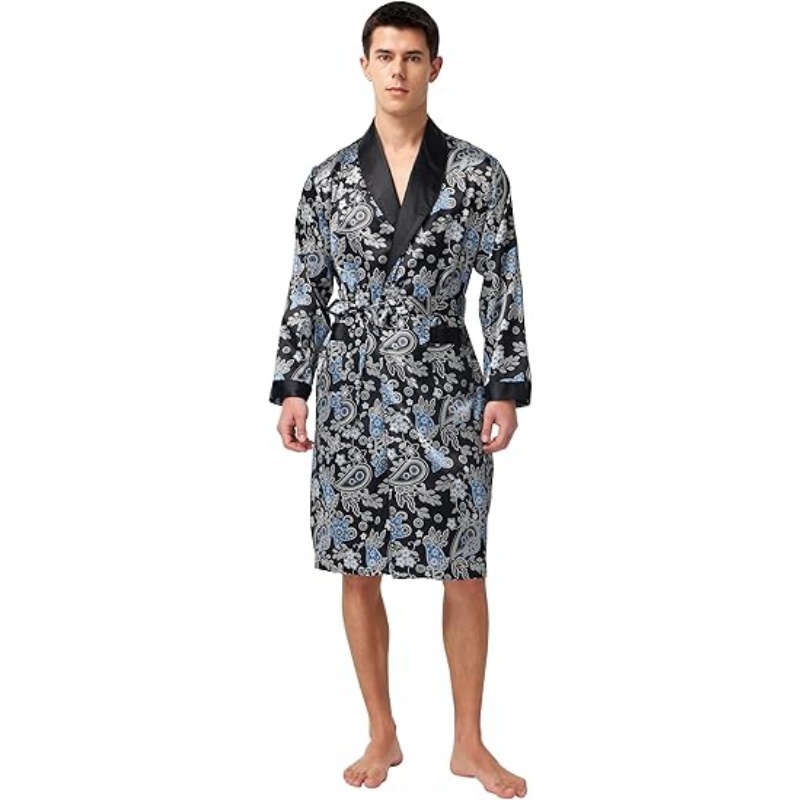 Men's Lightweight Satin Kimono Bathrobe Set
