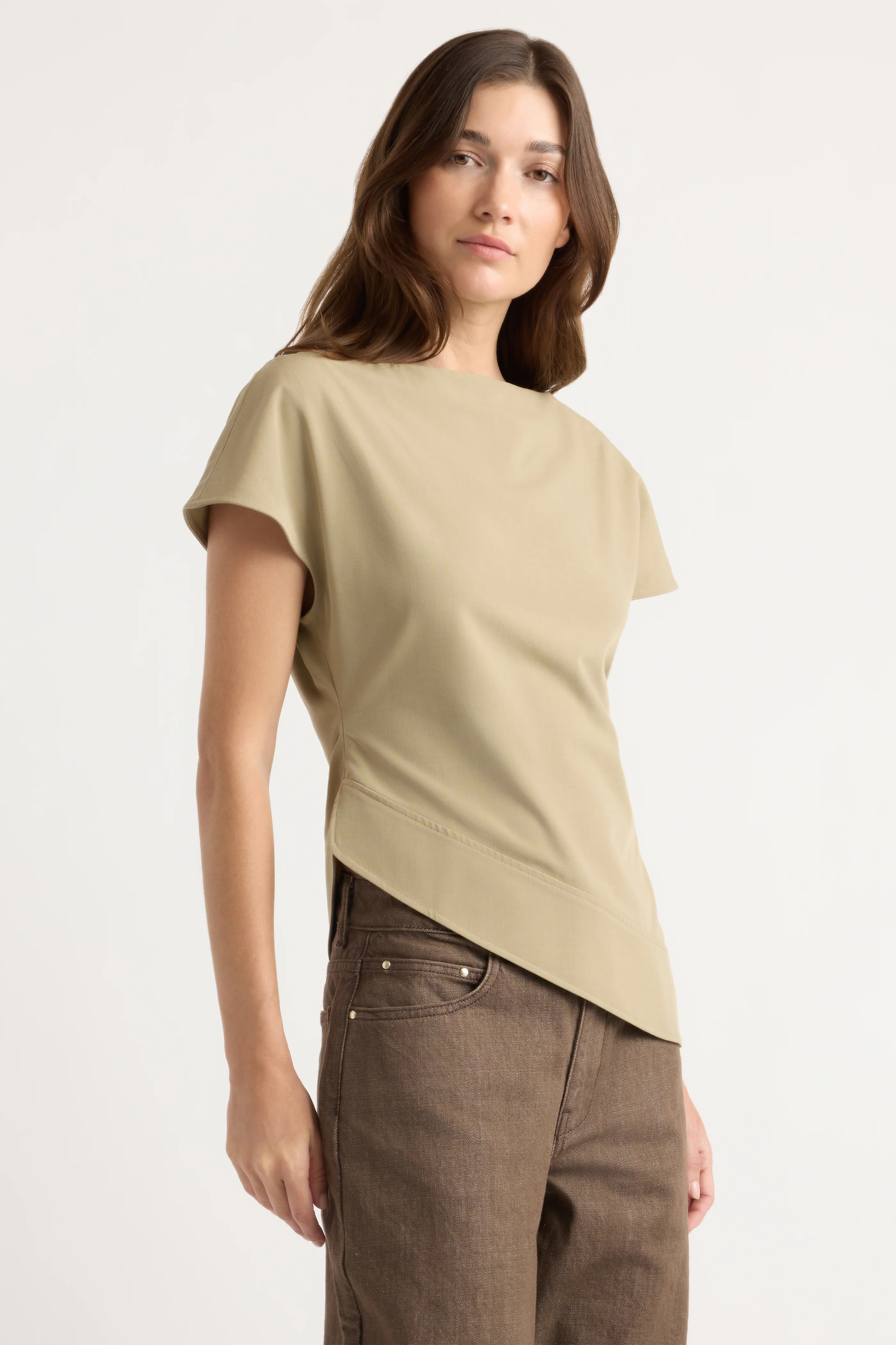 McKenna Sculpted Asymmetric-Hem Blouse