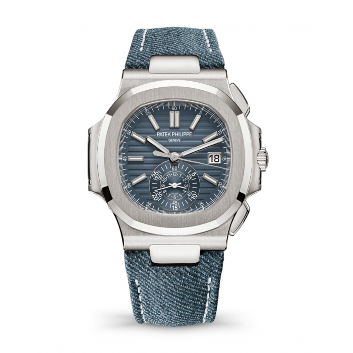 Nautilus 5980/60G-001 Flyback Chronograph White Gold Blue-Gray Dial