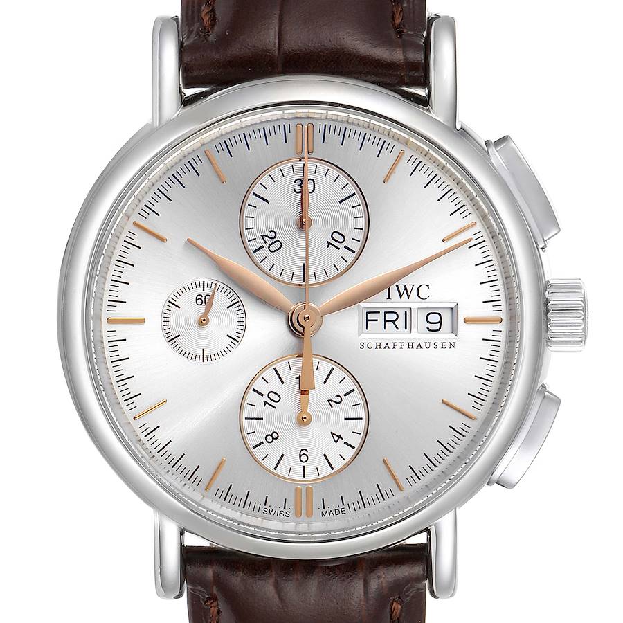 IWC Portofino Chronograph 41mm Silver Dial Steel Mens Watch IW378302