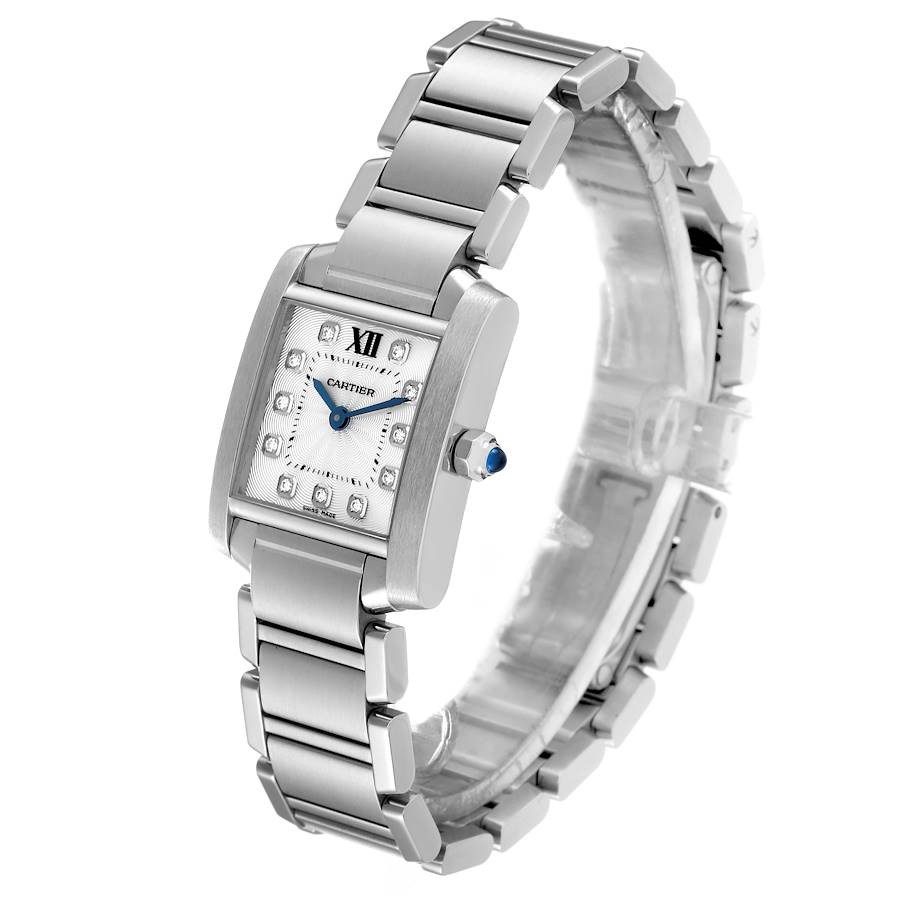Cartier Tank Francaise Small Steel Diamond Dial Ladies Watch WE110006