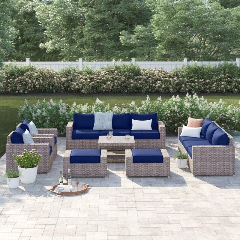 Kordell Wicker/Rattan 10 - Person Seating Group with Cushions