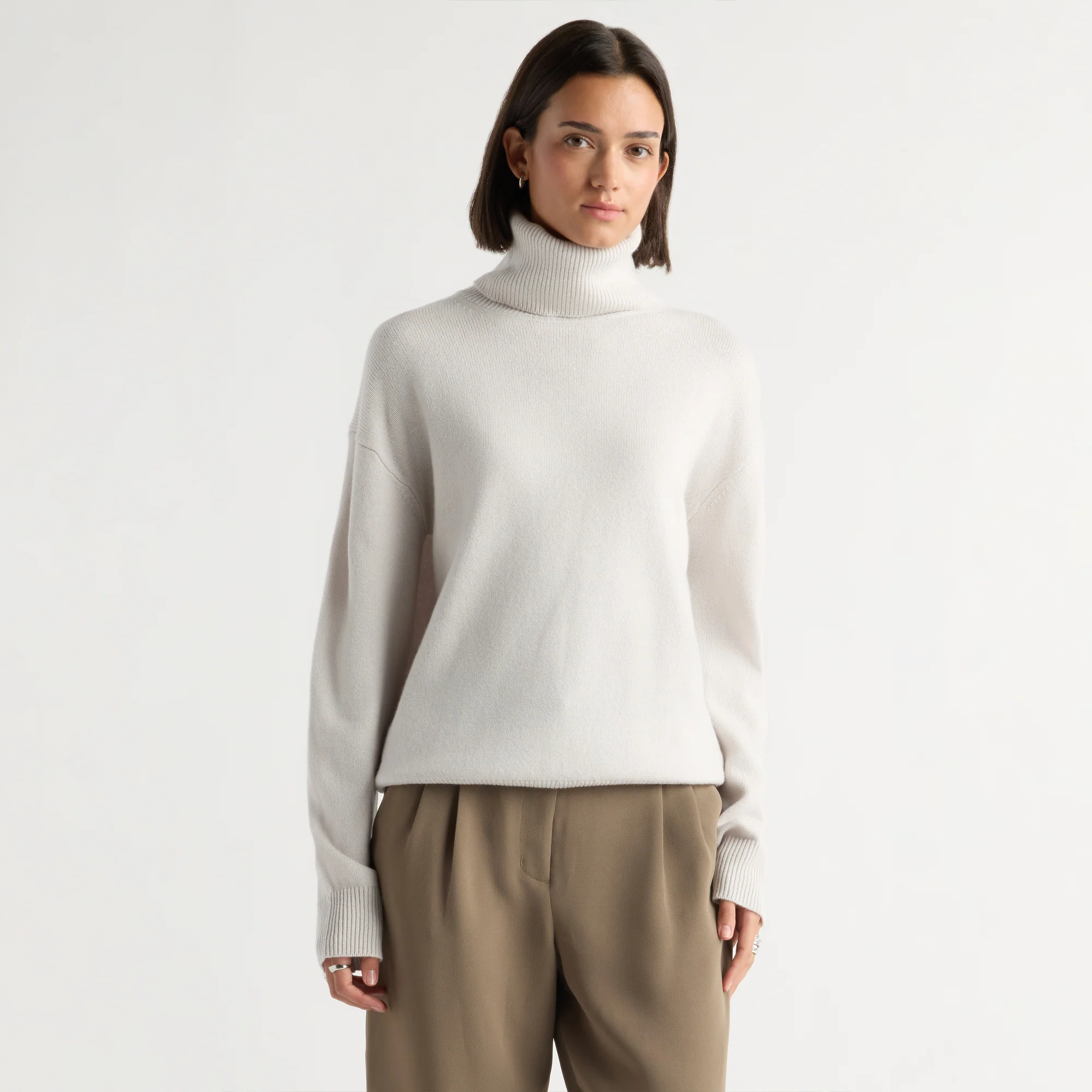 Miro Wool-Cashmere Tunic Turtleneck Sweater