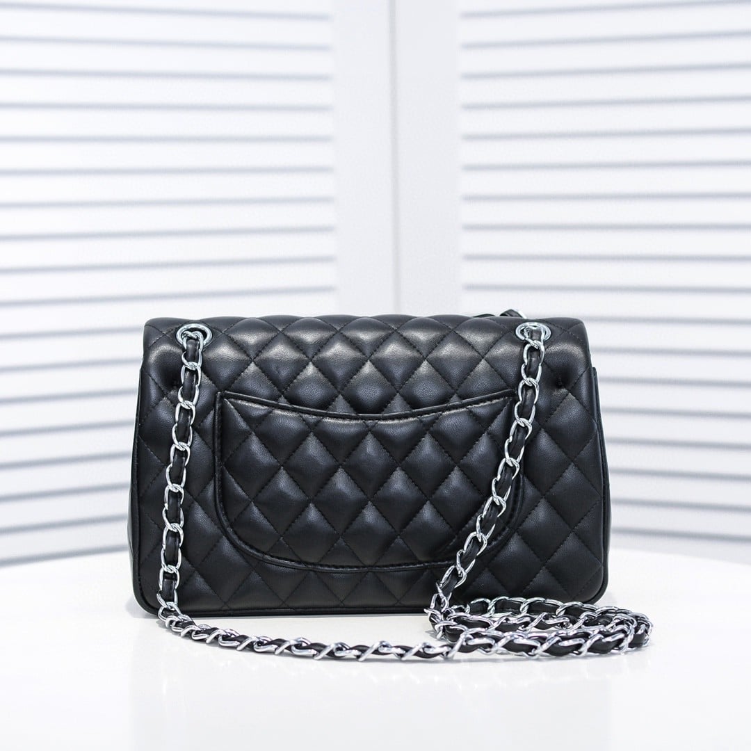 Chanel Medium Classic Flap Bag Silver Hardware Black 25Cm A01113 Y01480 94305