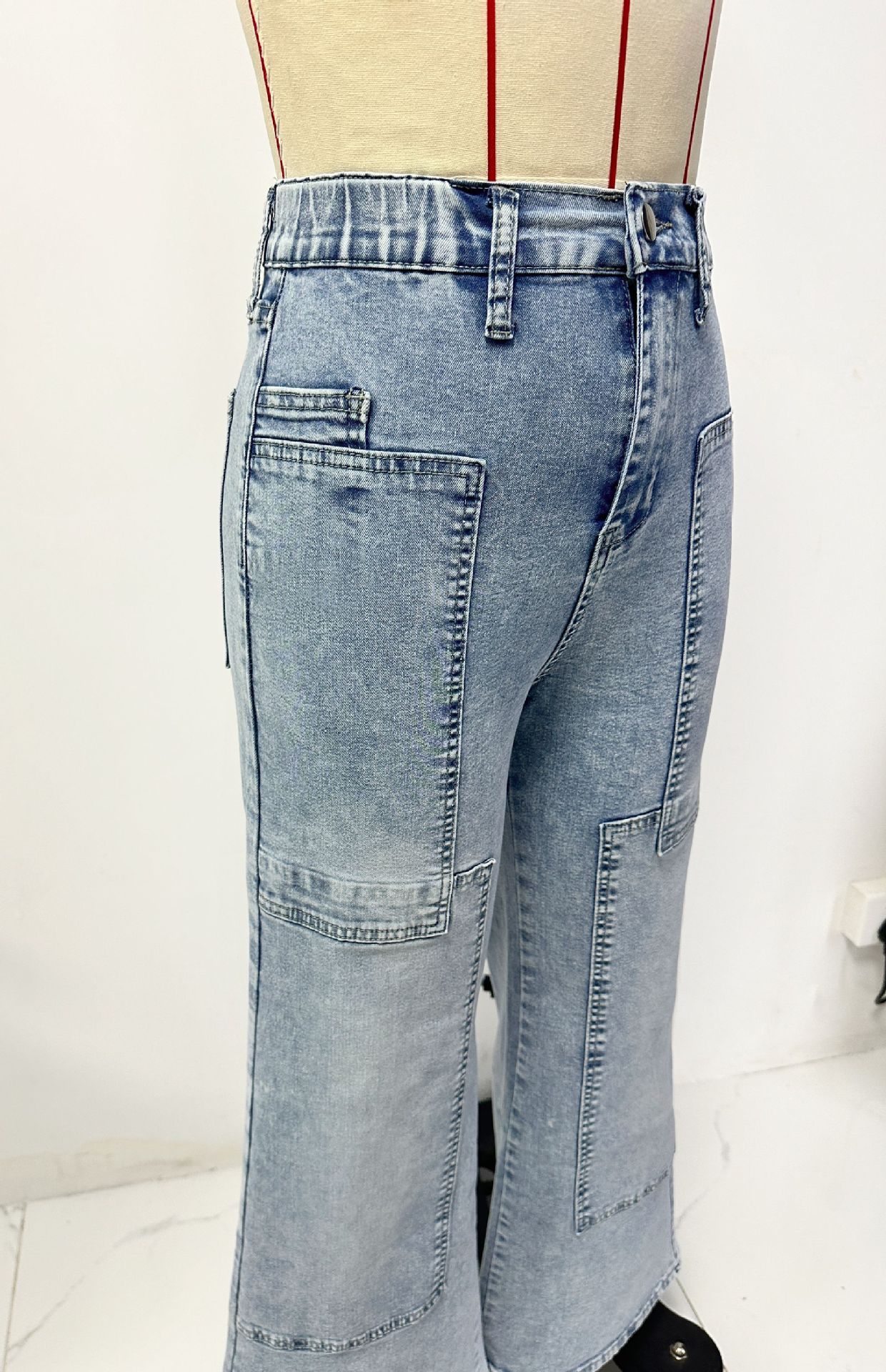Women washed denim wide-leg Pant