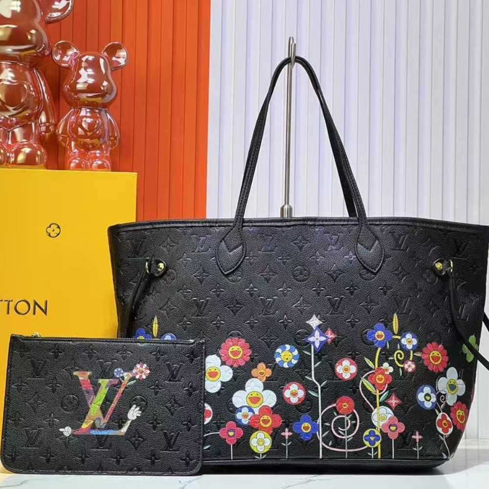 Louis Vuitton X Takashi Murakami Superflat Neverfull MM Black 31cm M13675