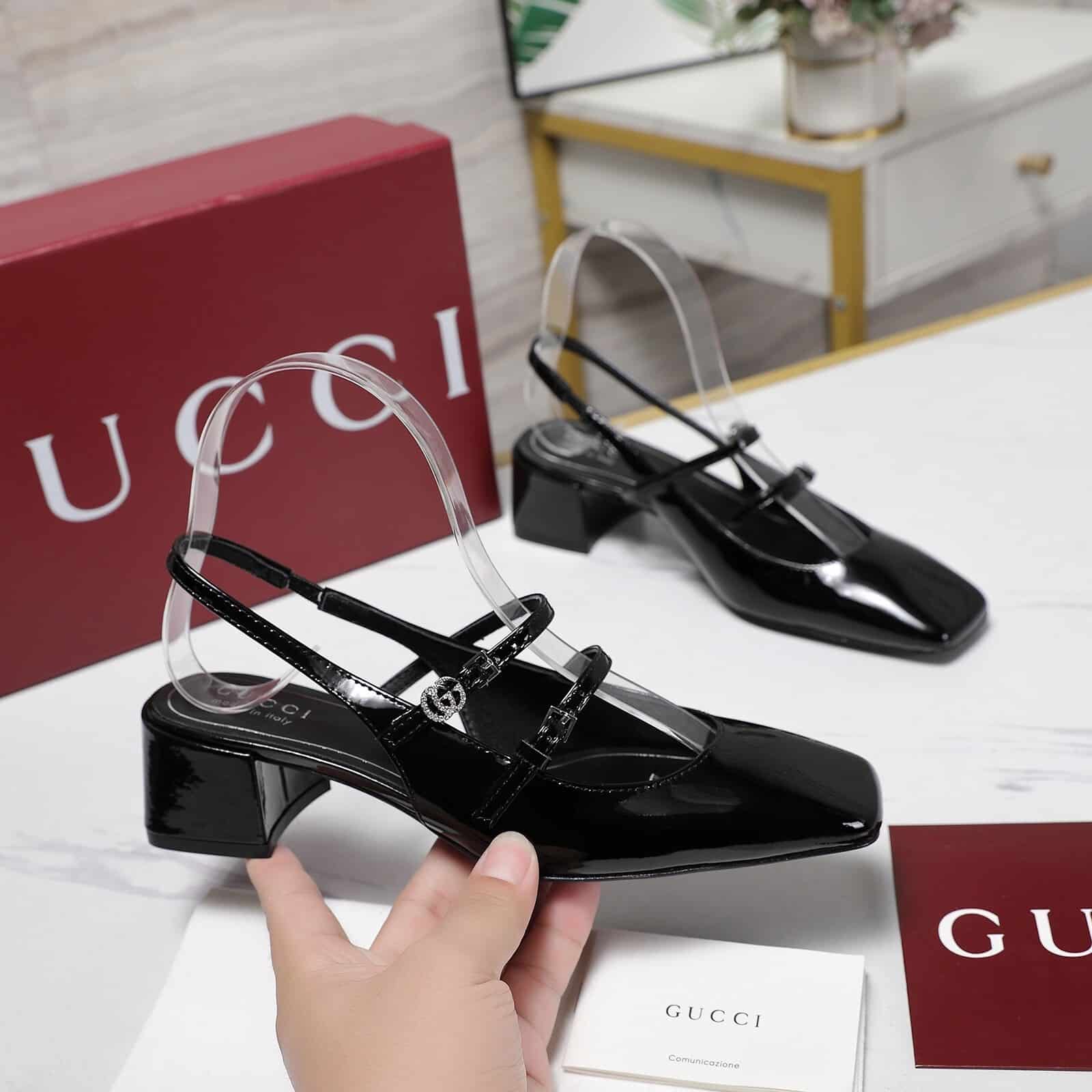 Gucci Women Pump With Double G Black Leather 832474 Bnc80 1000