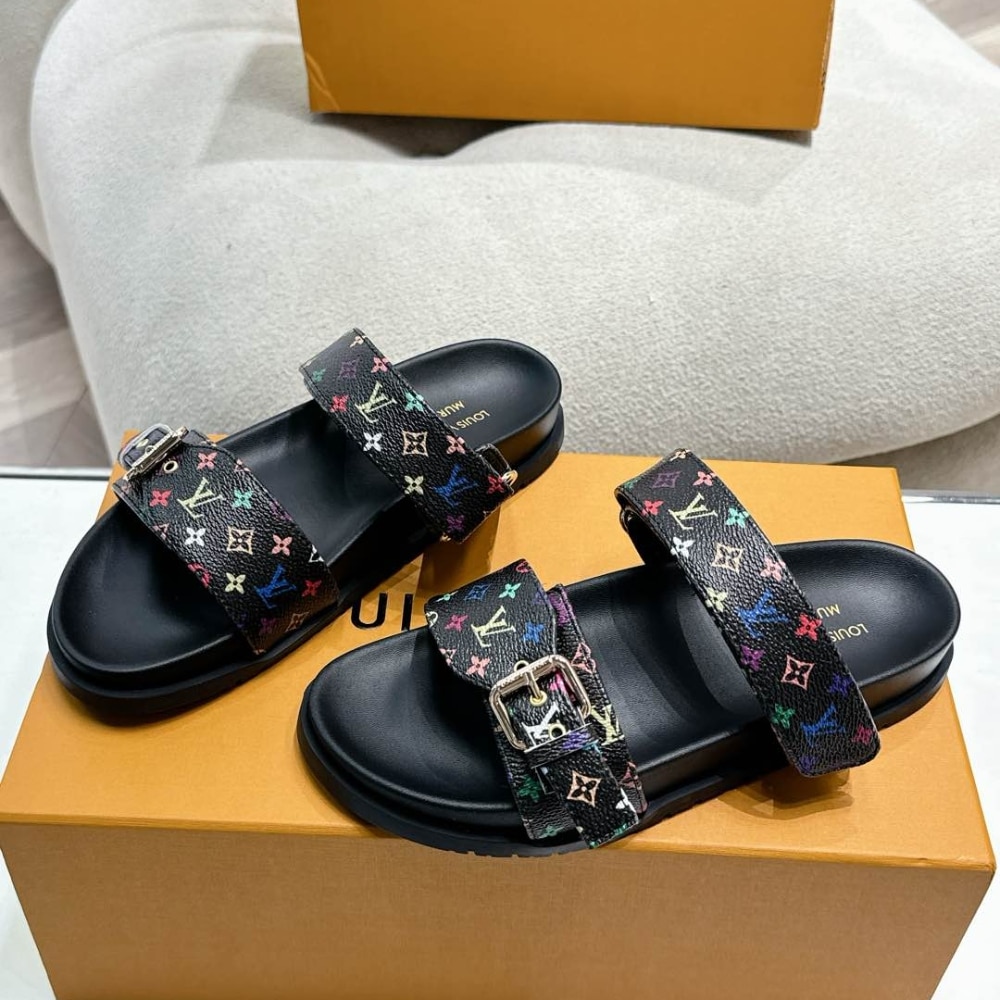 Louis Vuitton X Takashi Murakami Bom Dia Flat Comfort Mule Black 1agxub