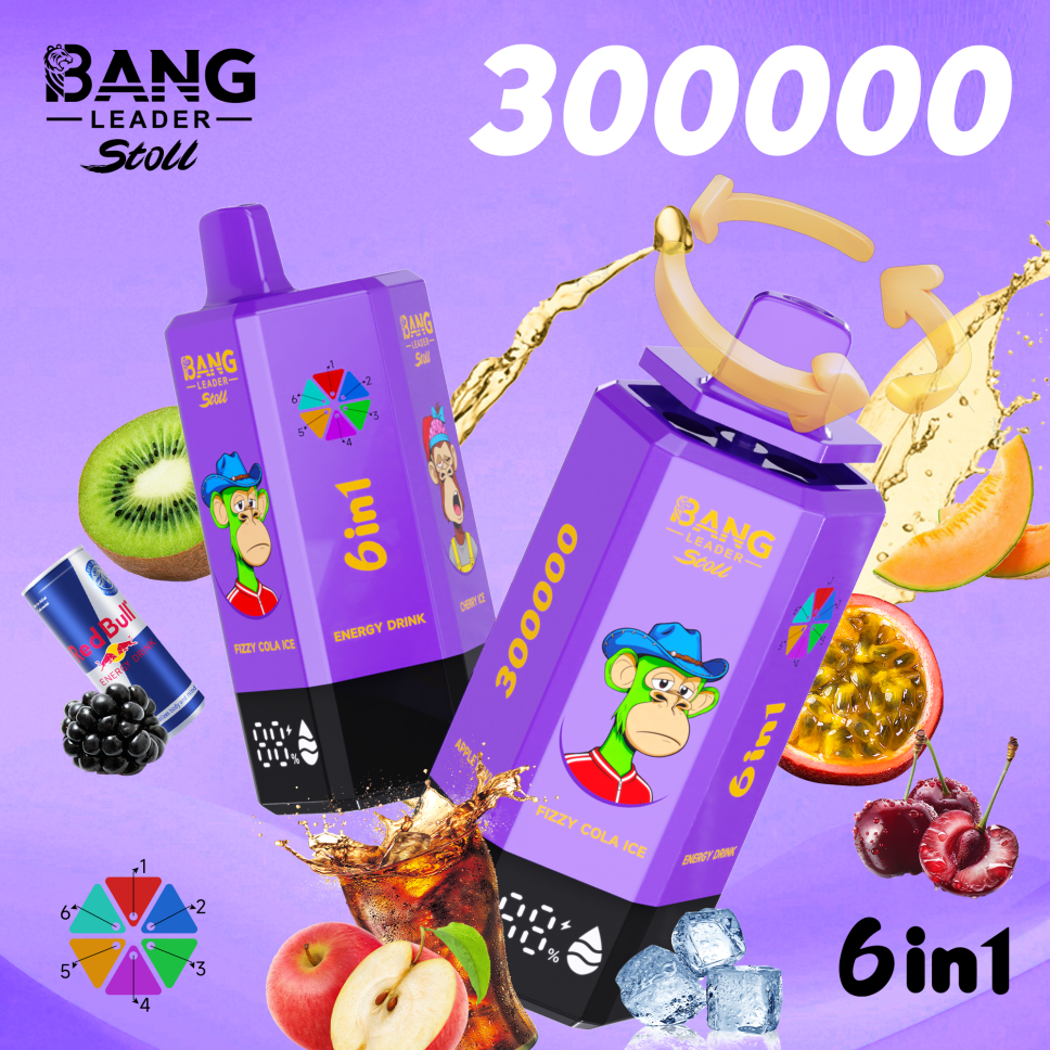 Bang Leader Stoll 300K Puffs 6-in-1 Prefilled Vape Device - 6 Flavours, Rechargeable, 650mAh