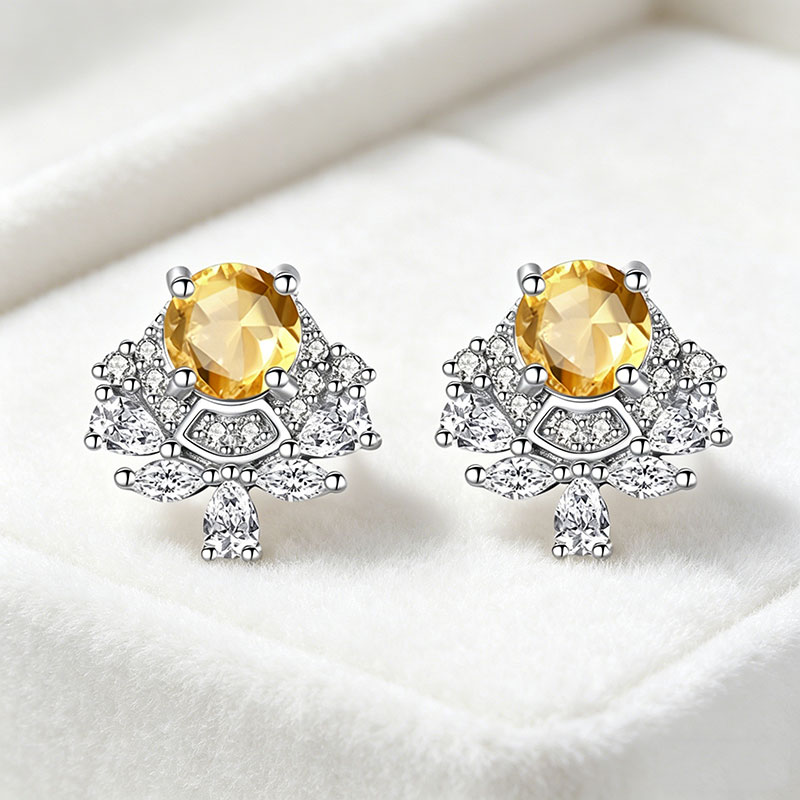 GemVibra 925 Silver Drop Earrings with Natural Gemstones & Rhinestones