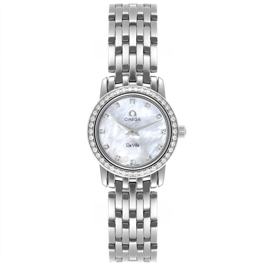 Omega DeVille Prestige Mother Of Pearl Diamond Steel Ladies Watch 4575.76