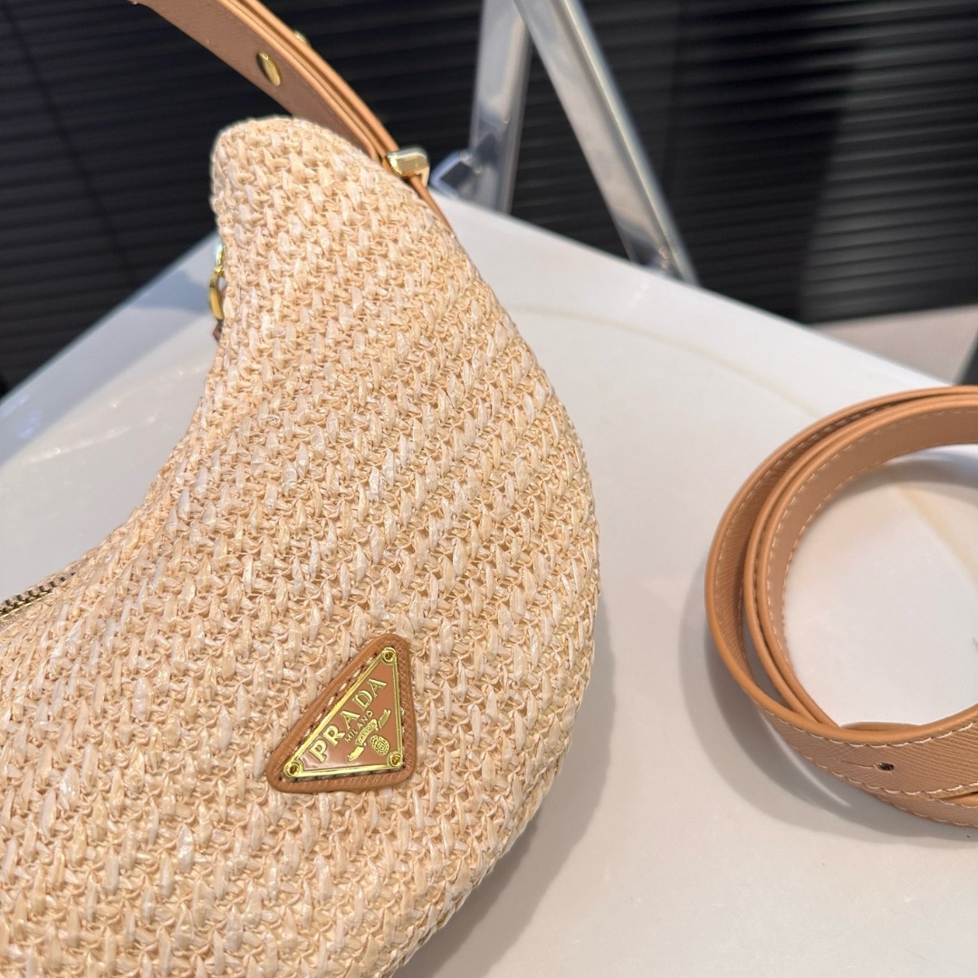 Prada Arqué Crochet Shoulder Bag Natural 22Cm 1Bc194 2M2T F0018 V Ouo