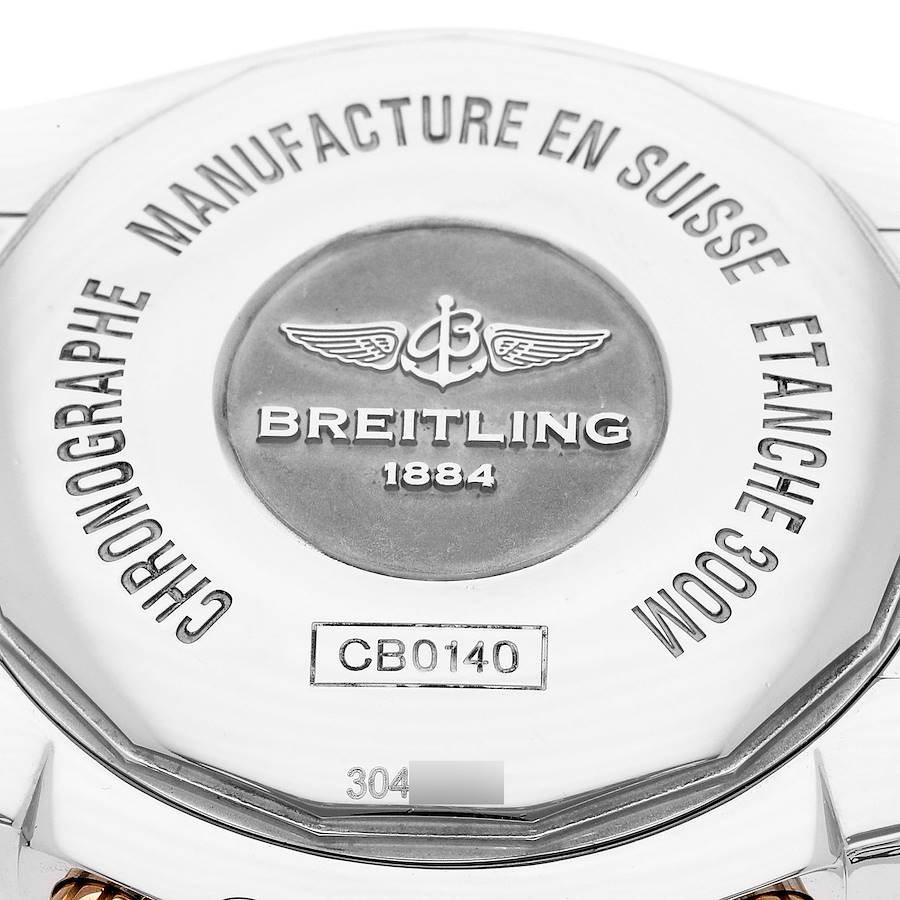 Breitling Chronomat 41 Steel Rose Gold Silver Dial Mens Watch CB0140