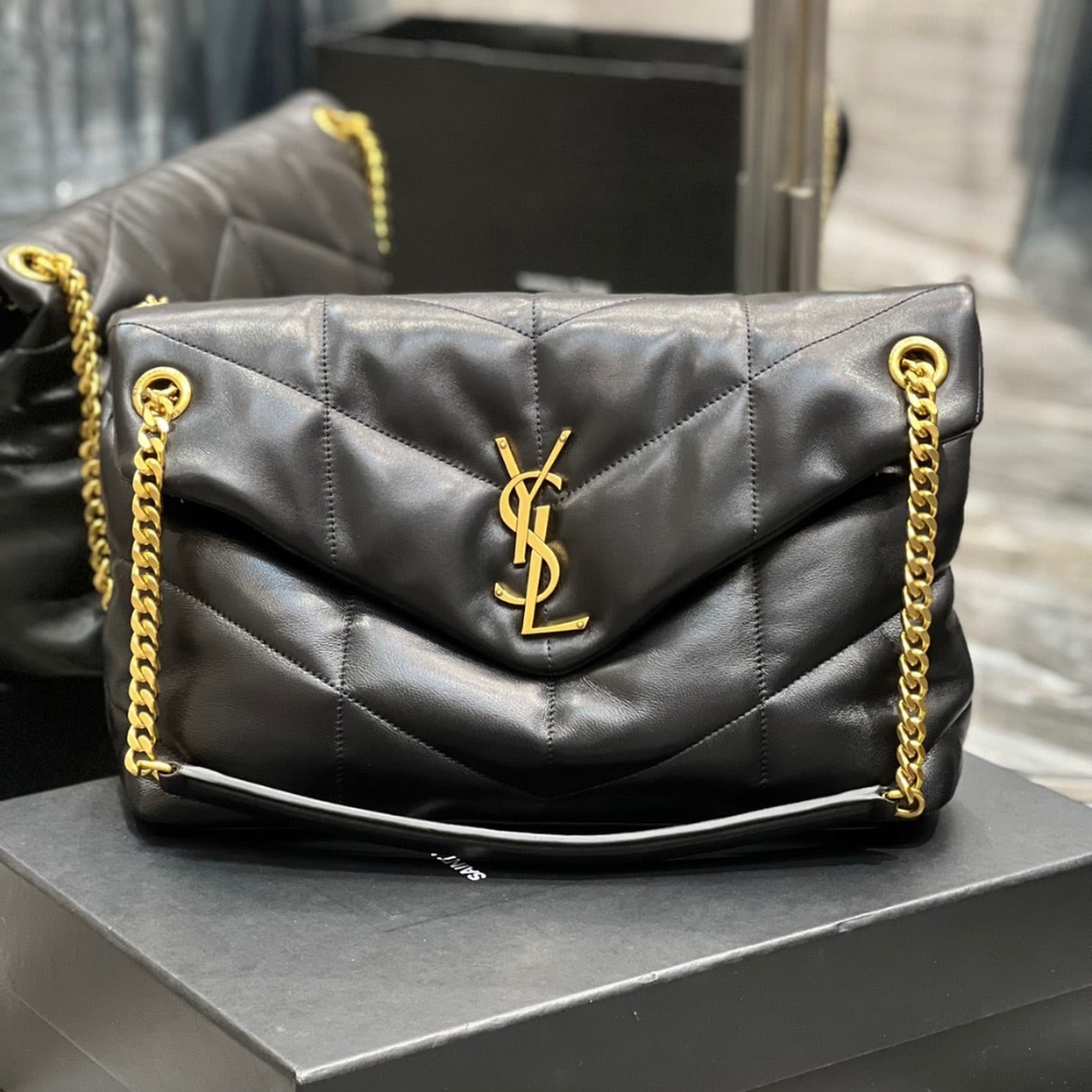 Saint Laurent Puffer Medium In Leather Gold Hardware Black 35cm 5774751EL071000