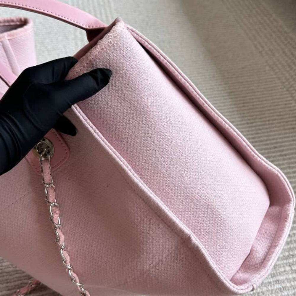 Chanel Small Deauville Shopping Tote Bag Mixed Fibers Pink 33Cm AS3257 B07300 NH622