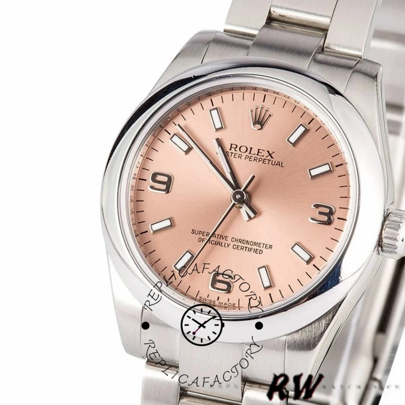 Rolex Oyster Perpetual 177200 Pink Dial Domed Bezel 31mm Lady Replica Watch