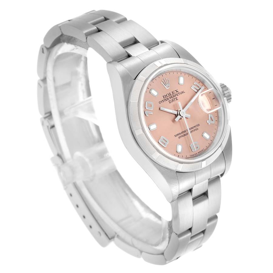 Rolex Date Salmon Dial Oyster Bracelet Steel Ladies Watch 79190