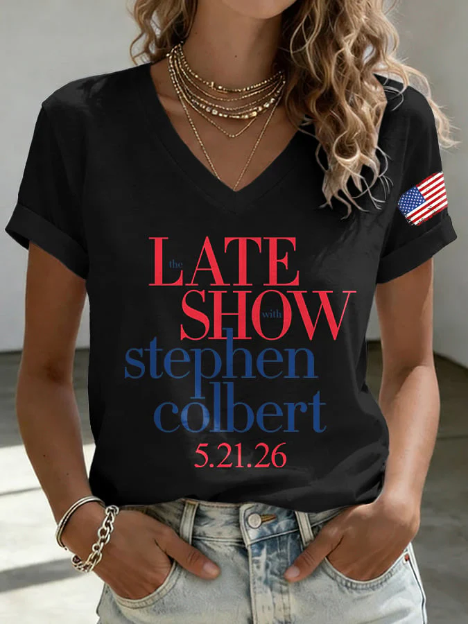 🔥Buy 3 Get 15% Off🔥V-Neck Retro Late Show 05.21.2026 Print T-Shirt