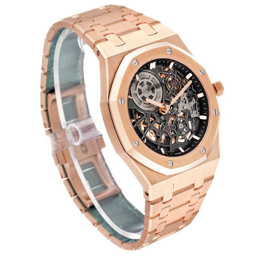 Audemars Piguet Royal Oak Jumbo Ultra -Thin Openworked 50th Anniversary Rose Gold Mens Watch 16204OR
