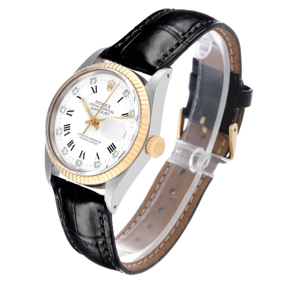 Rolex Datejust Steel Yellow Gold White Diamond Dial Vintage Mens Watch 16013