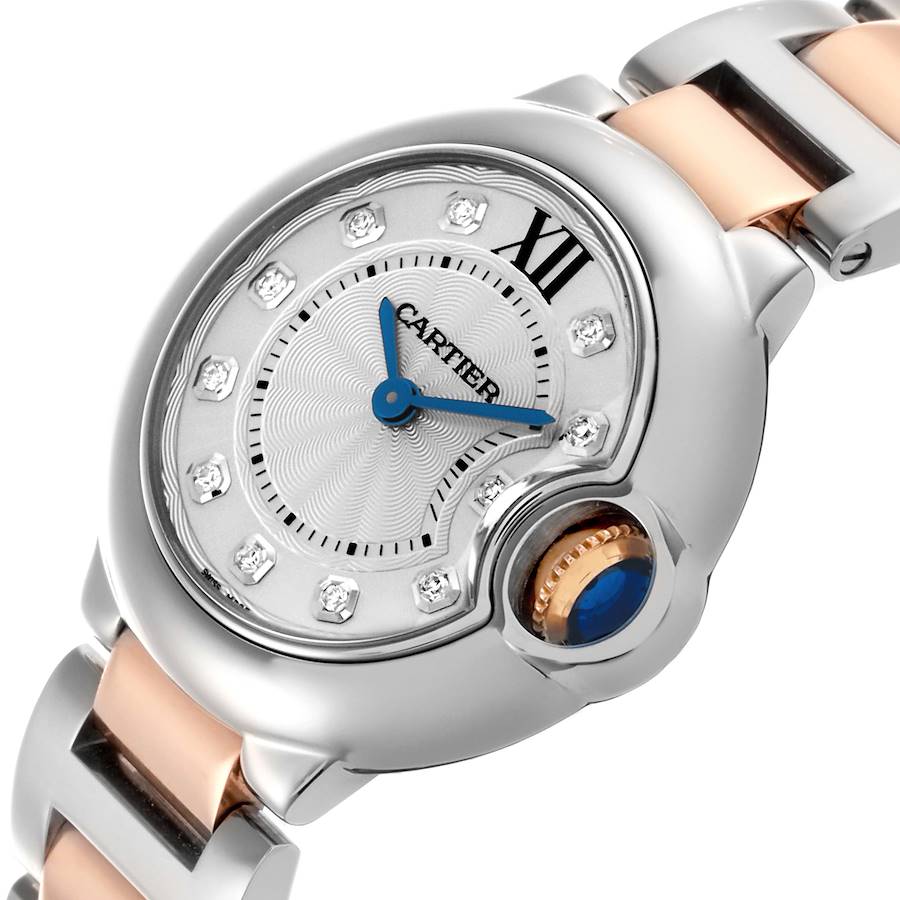 Cartier Ballon Bleu Steel Rose Gold Diamond Dial Ladies Watch WE902030