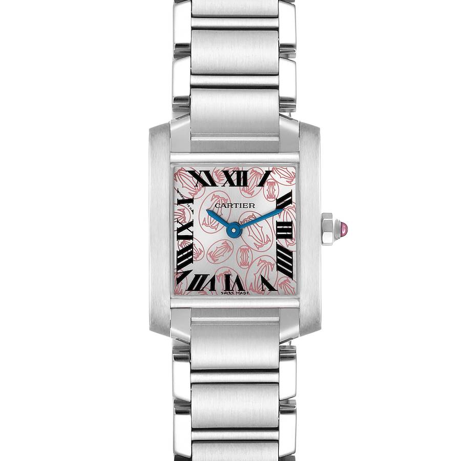 Cartier Tank Francaise Pink Double C Decor Steel Ladies Watch W51031Q3