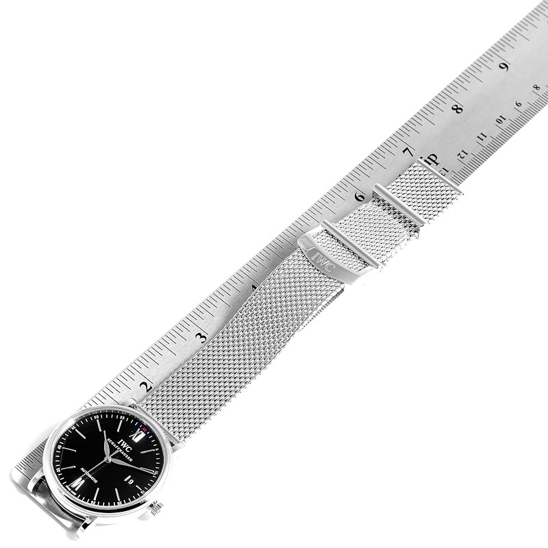 IWC Portofino Black Dial Mesh Bracelet Steel Mens Watch IW356506