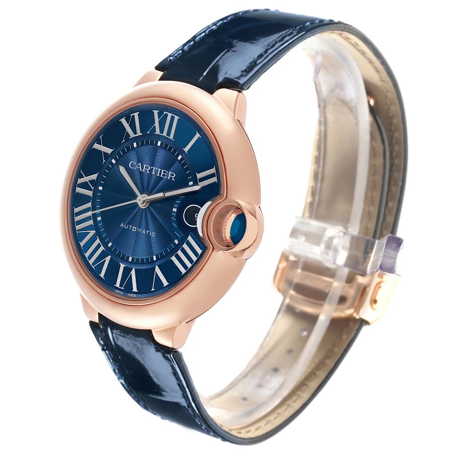Cartier Ballon Bleu 42 Automatic Blue Dial Rose Gold Mens Watch WGBB0036