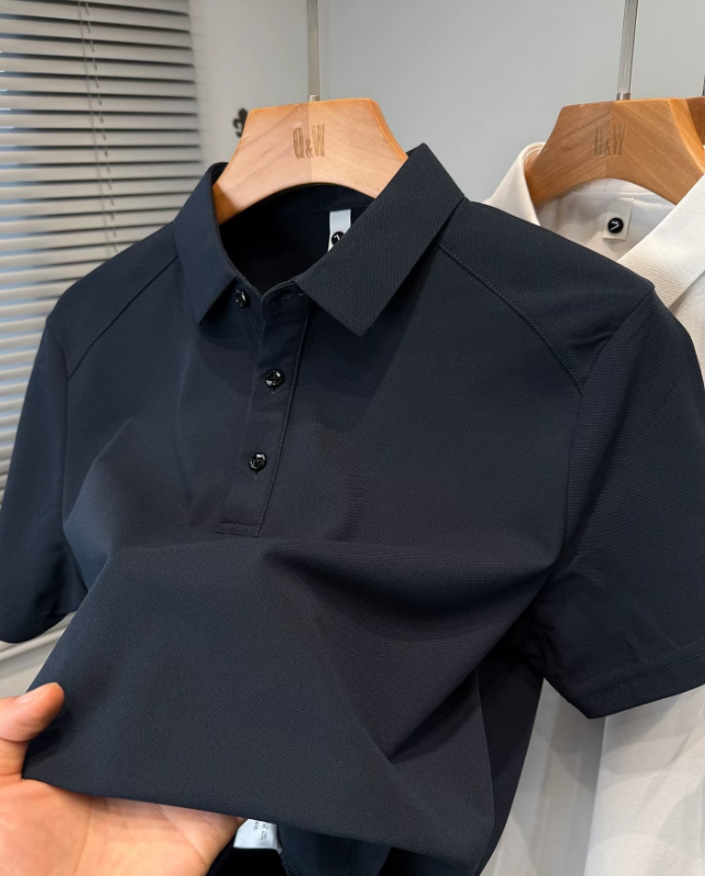 Heavyweight spliced solid polo shirt, ideal for daily commuting