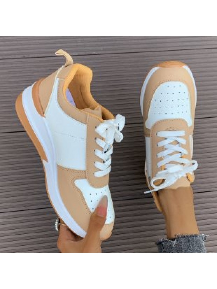 Colorblock Geometric Pattern Round Toe Sneaker