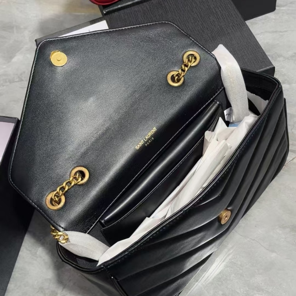 Saint Laurent Loulou Medium Chain Bag Black 29cm 801439aaeax1000