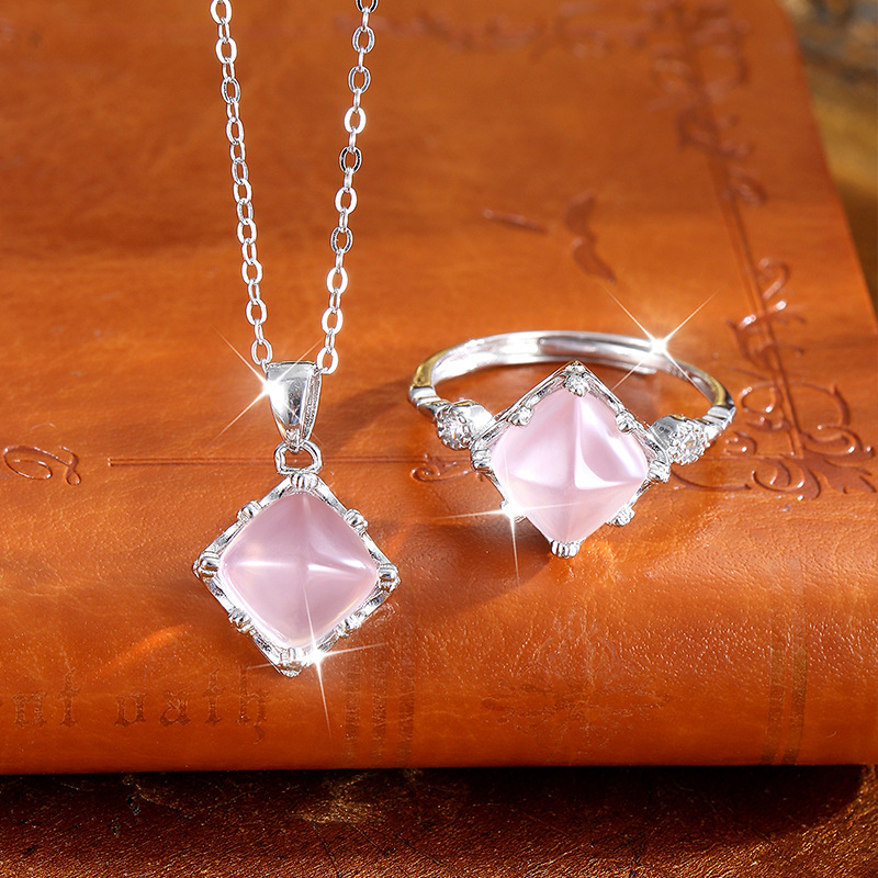 GemVibra Talismanic Pink Crystal Ring for Love & Inner Harmony