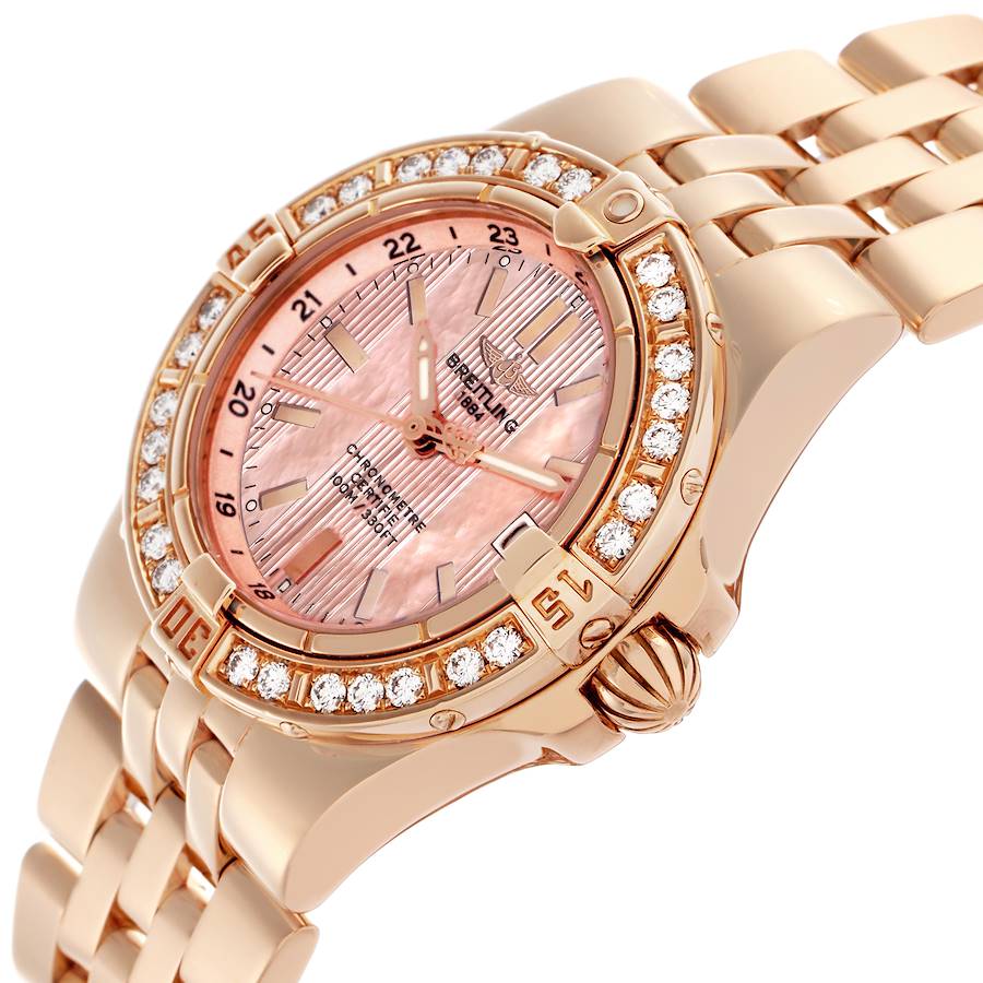 Breitling Starliner Yellow Gold Mother of Pearl Diamond Ladies Watch H71340