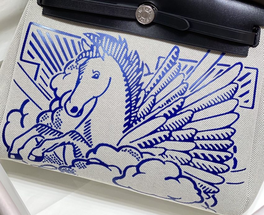 Replica Hermès Herbag 31Cm Blue Horse