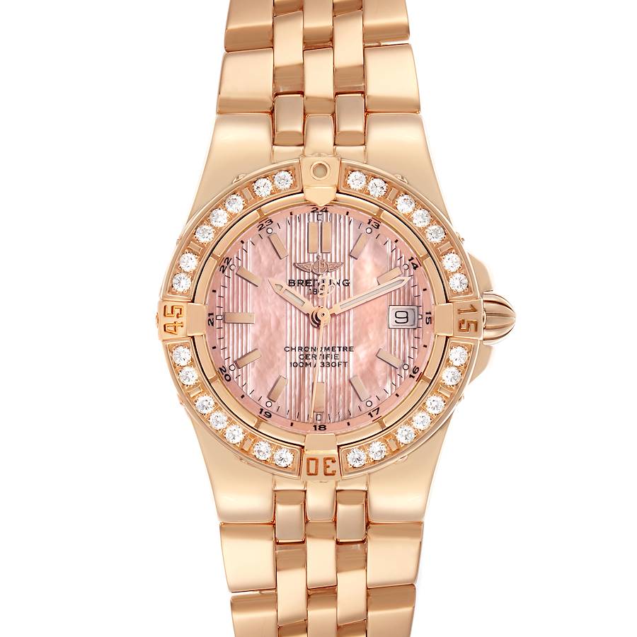 Breitling Starliner Yellow Gold Mother of Pearl Diamond Ladies Watch H71340