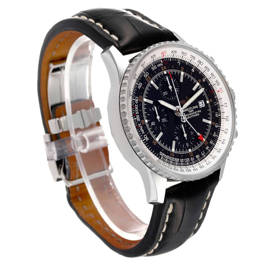 Breitling Navitimer World Black Dial Steel Mens Watch A24322