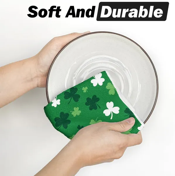 Green Clover Shamrock St. Patrick's Day Kitchen Towels