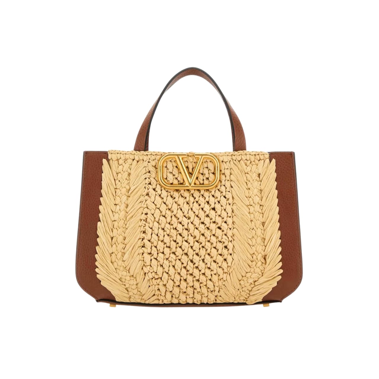 Valentino Garavani Vlogo Signature Handbag With Raffia Embroidery 22Cm